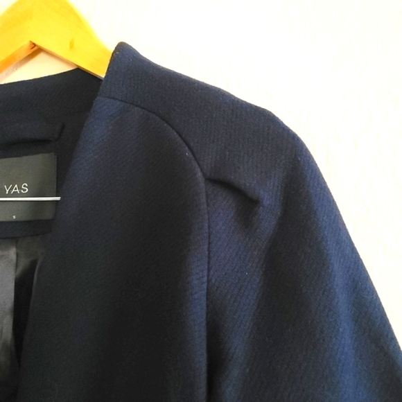 Y.A.S. , Zip Front Colarless Coat, Navy, Size Small - Picture 7 of 11